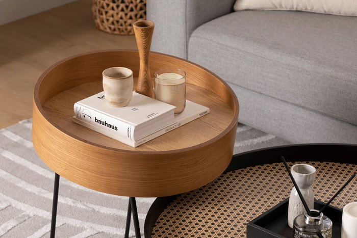 Hanah Home Ilo Mesa Auxiliar Natural y Madera Hanah Home Ilo Mesa Auxiliar Natural y Madera